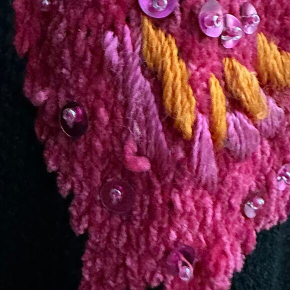 Lisa International Flamingo Beaded Sequin Cardigan Sweater Short Sleeve MEDIUM - Picture 6 of 14